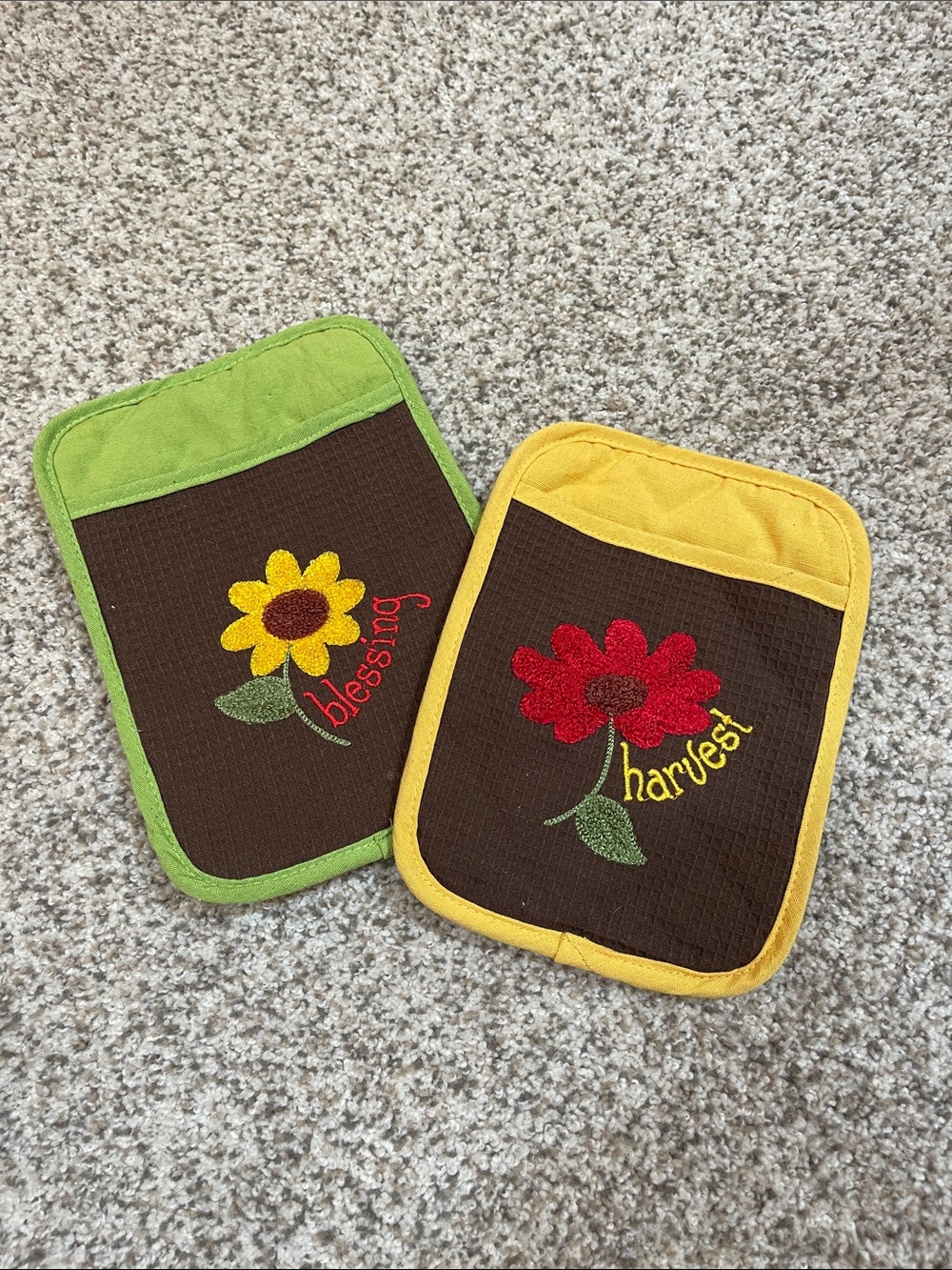 Farmhouse pot holder hot pads Harvest & Blessings Floral- Set of 2